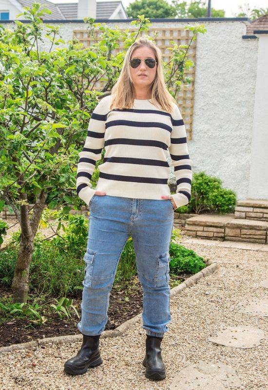 The Lucy - Cream and Black Striped Pullover - Your Style Your Story