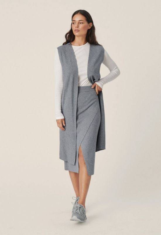 Moss Copenhagen Grey Asymmetric Ecovero Skirt - Your Style Your Story