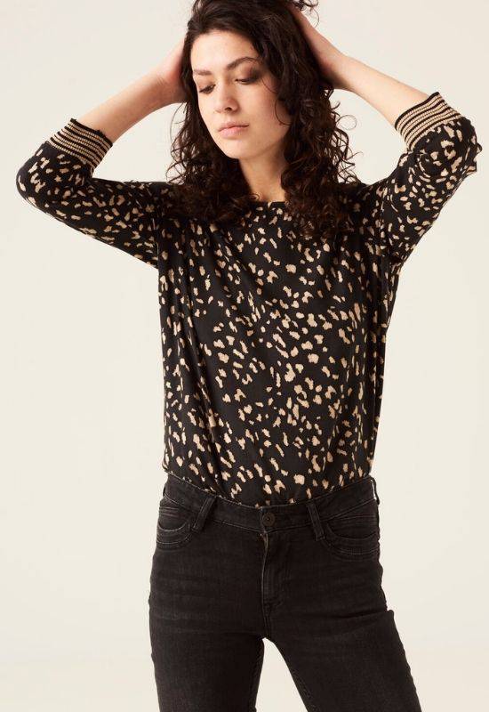 Garcia Black EcoVero Blouse with Allover Print - Your Style Your Story