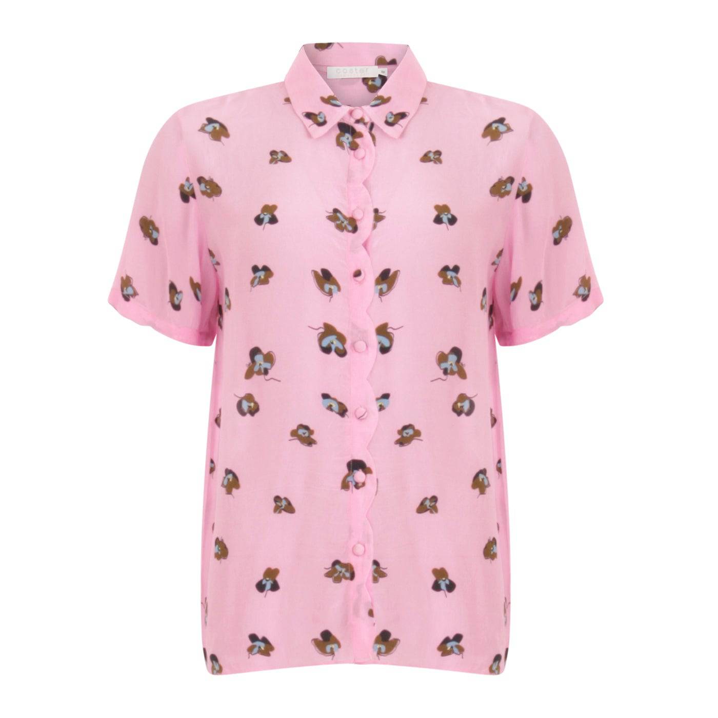 Coster Copenhagen short sleeve pink blouse with wavy detail - Your Style Your Story