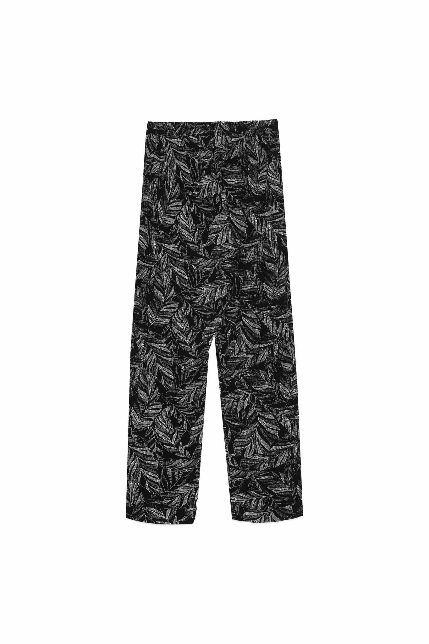 Grace & Mila Casual Black Trousers with Leaf Pattern - Your Style Your Story