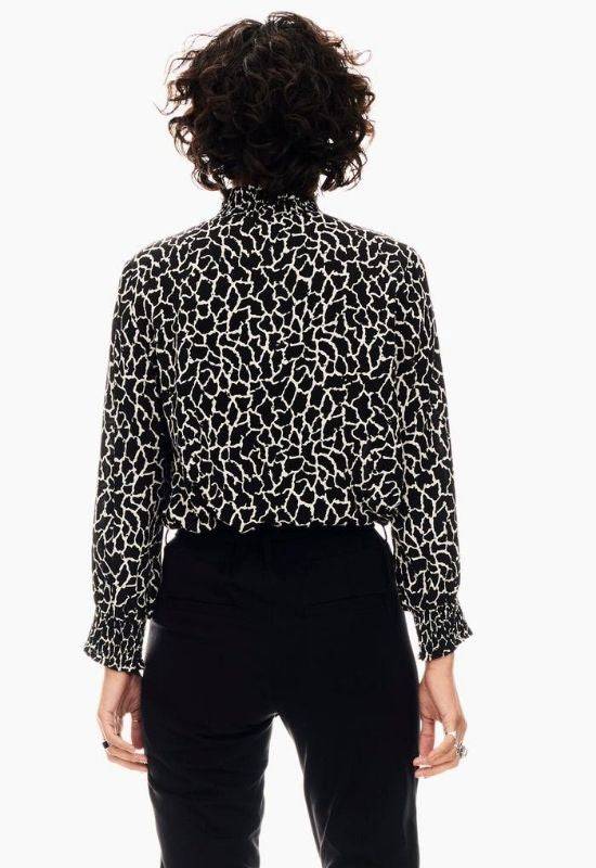 Garcia Black Blouse with Giraffe Print & Turtleneck - Your Style Your Story