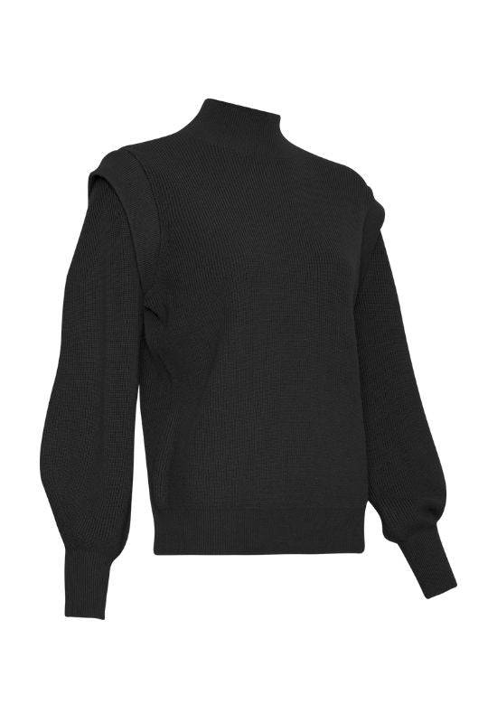 Moss Copenhagen Black Pullover with Puff Sleeves - Your Style Your Story