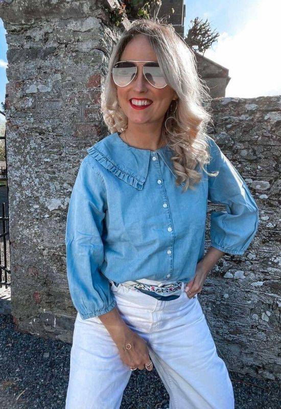 The Jane - Denim Shirt with Peter Pan Collar - Your Style Your Story