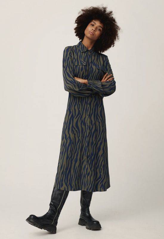 Moss Copenhagen blue zebra print shirt dress - Your Style Your Story