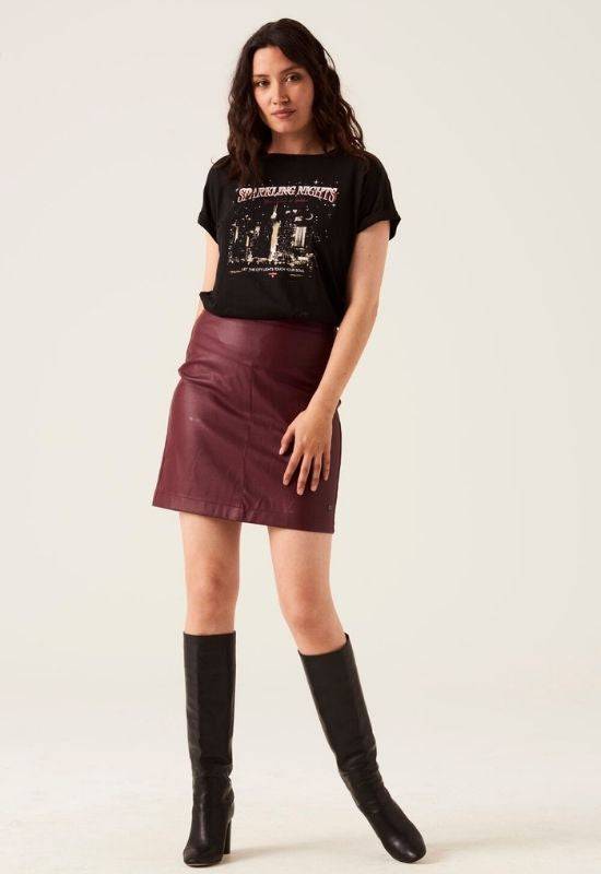 Garcia Burgundy Faux Leather Skirt - Your Style Your Story
