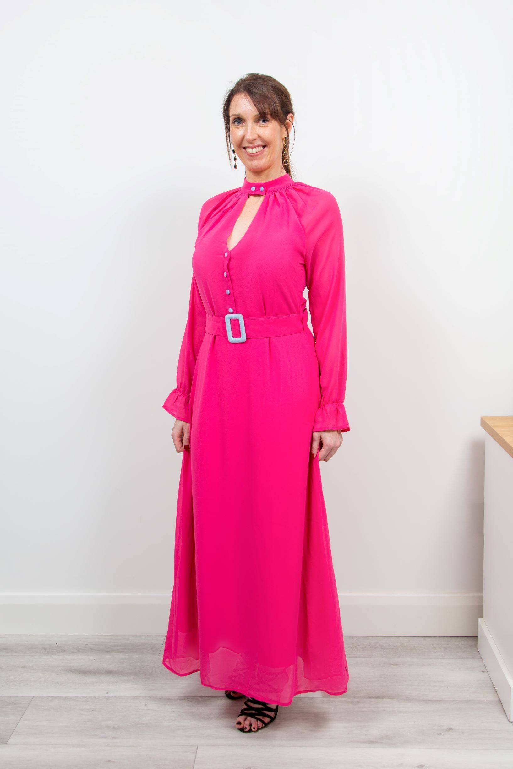 Coster Copenhagen Long Pink Dress with Buckle Closure - Your Style Your Story