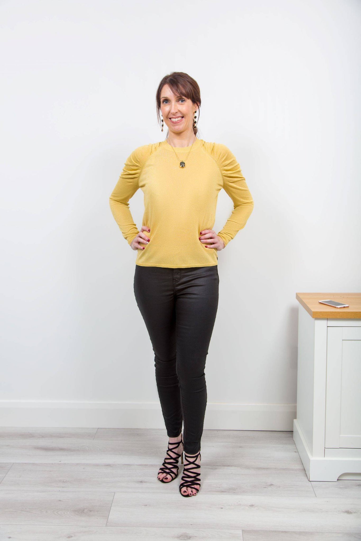 Coster Copenhagen yellow knit blouse in lurex with volume at shoulder - Your Style Your Story