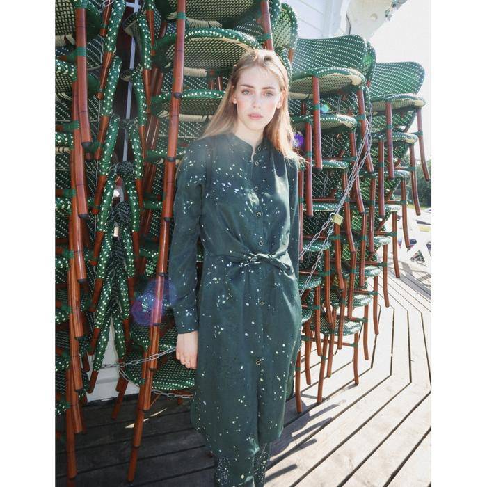 Coster Copenhagen dark green dress with tie knot in recycled polyester - Your Style Your Story