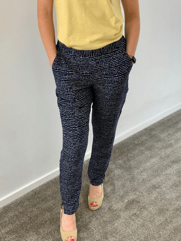 Garcia dark blue loose trousers with allover print - Your Style Your Story