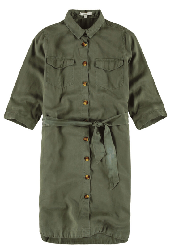 Garcia Army Green Dress with Front Buttons - Your Style Your Story