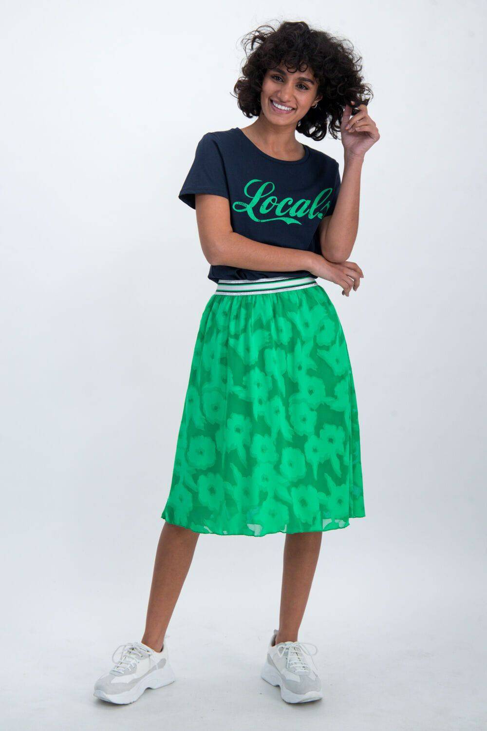 Bright Green Garcia Skirt with Floral Design - Your Style Your Story