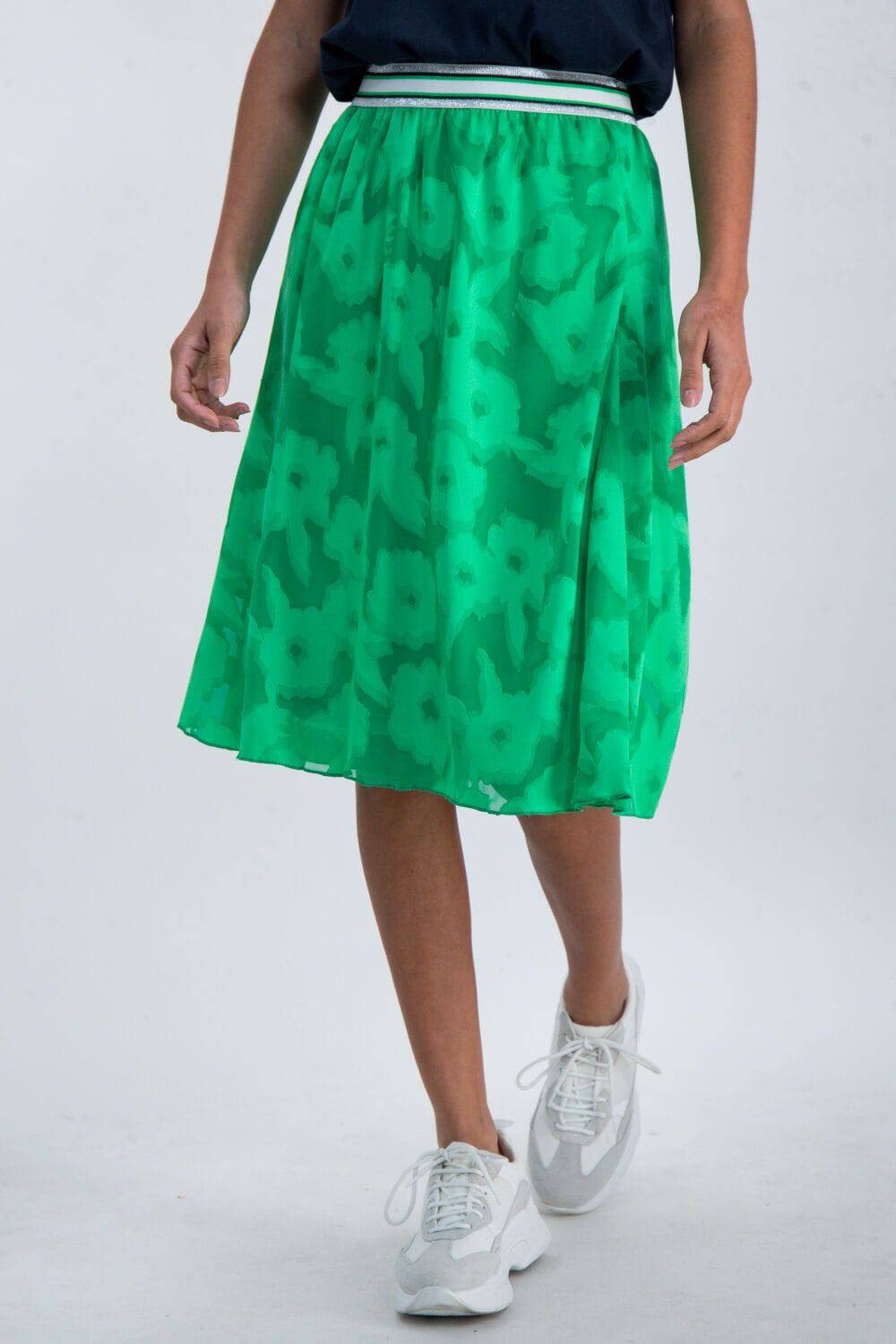 Bright Green Garcia Skirt with Floral Design - Your Style Your Story