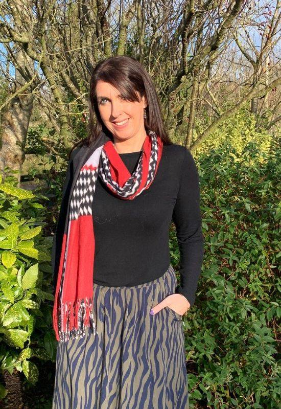 Kate & Pippa Red Allover Print Scarf - Your Style Your Story
