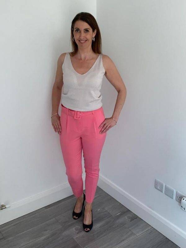 Coster Copenhagen pink trousers with belt at waist - Your Style Your Story