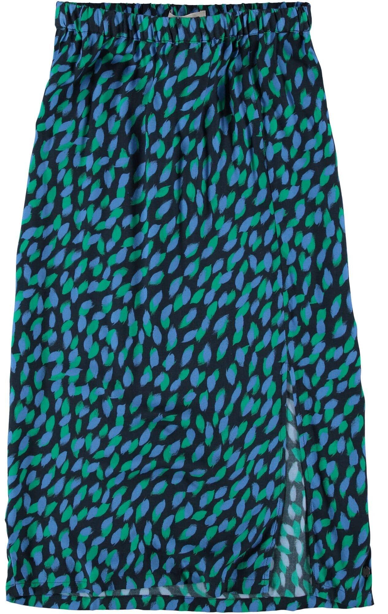Dark Blue Garcia Skirt with allover leaves print - Your Style Your Story