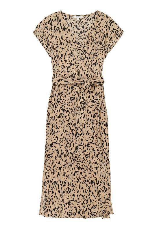 Garcia Wrap Tan Dress in Allover Print - Your Style Your Story