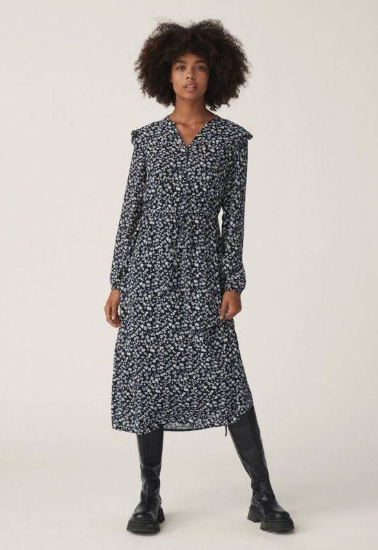 Moss Copenhagen Navy Dress with Allover Print - Your Style Your Story