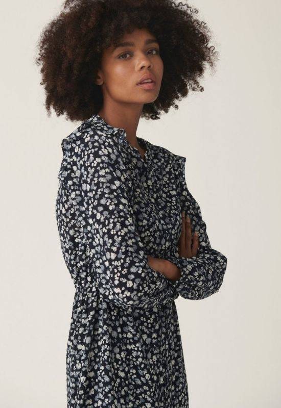 Moss Copenhagen Navy Dress with Allover Print - Your Style Your Story
