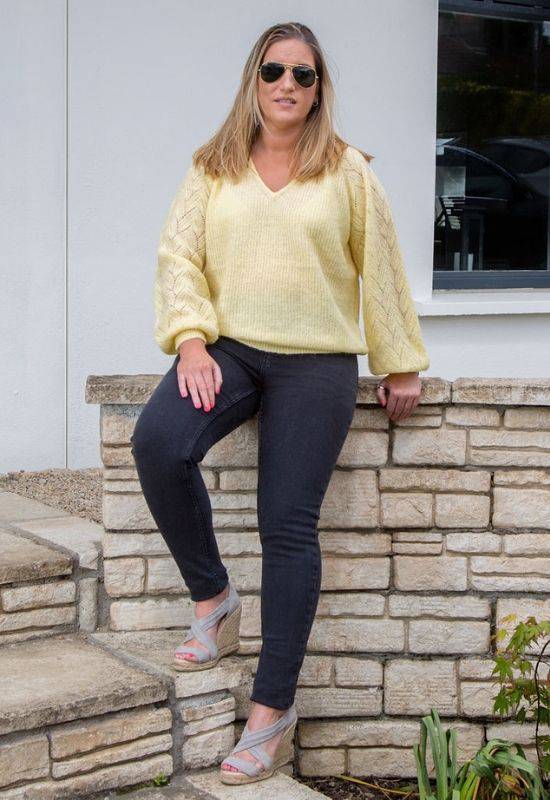 Moss Copenhagen Pale Yellow Puff Sleeves Knit - Your Style Your Story