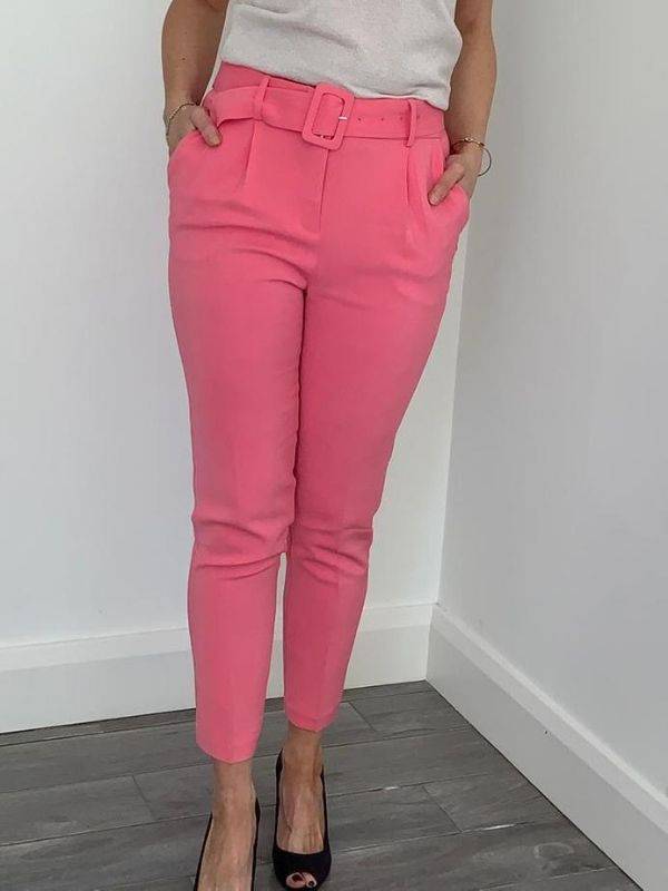Coster Copenhagen pink trousers with belt at waist - Your Style Your Story