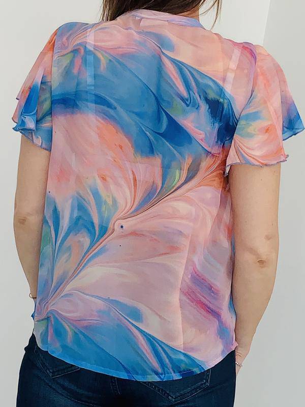 Coster Copenhagen colourful short-sleeved blouse in recycled polyester - Your Style Your Story