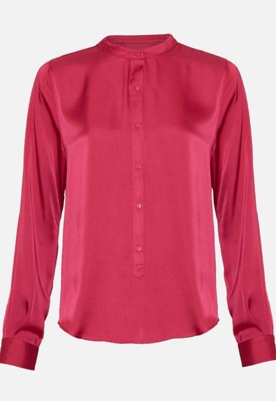 Moss Copenhagen Mandarin Collar Bright Pink Shirt - Your Style Your Story