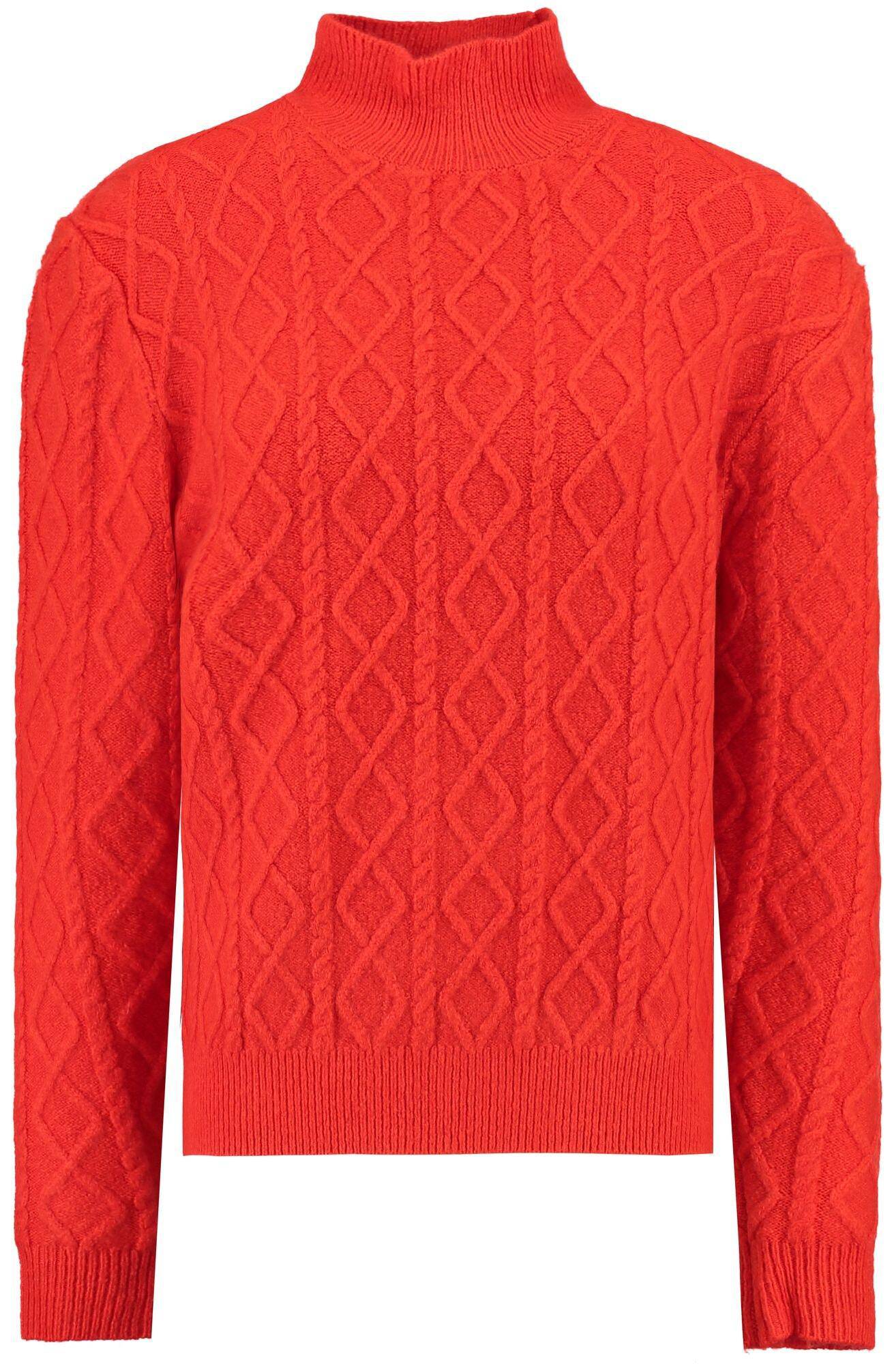 Red Orange High Collar Garcia Sweater - Your Style Your Story