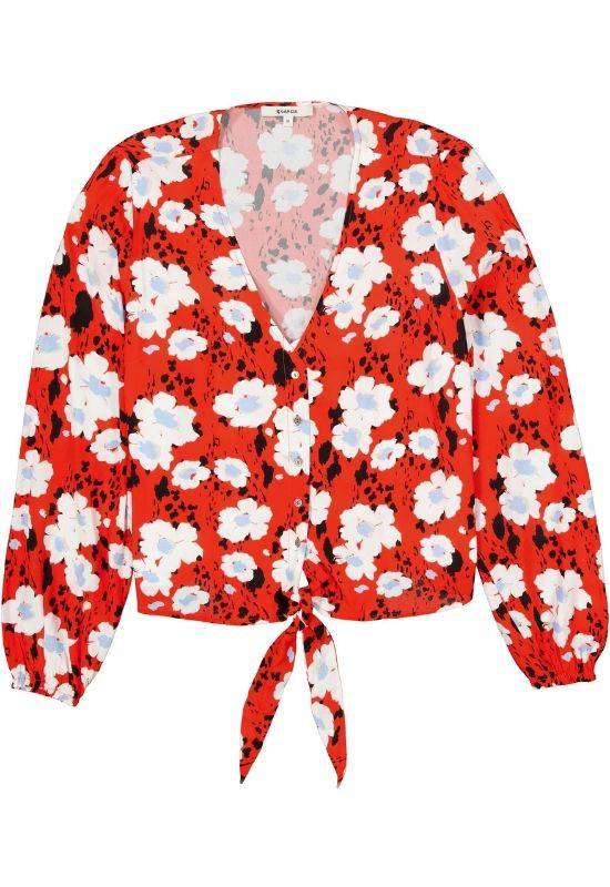 Garcia Red Blouse with Allover Print - Your Style Your Story