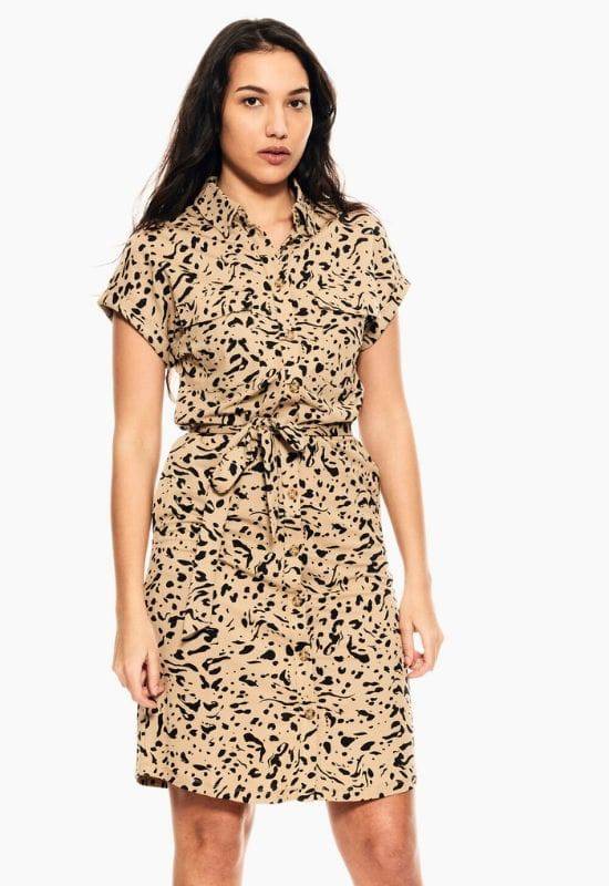 Garcia Tan Shirt Dress with Allover Print - Your Style Your Story