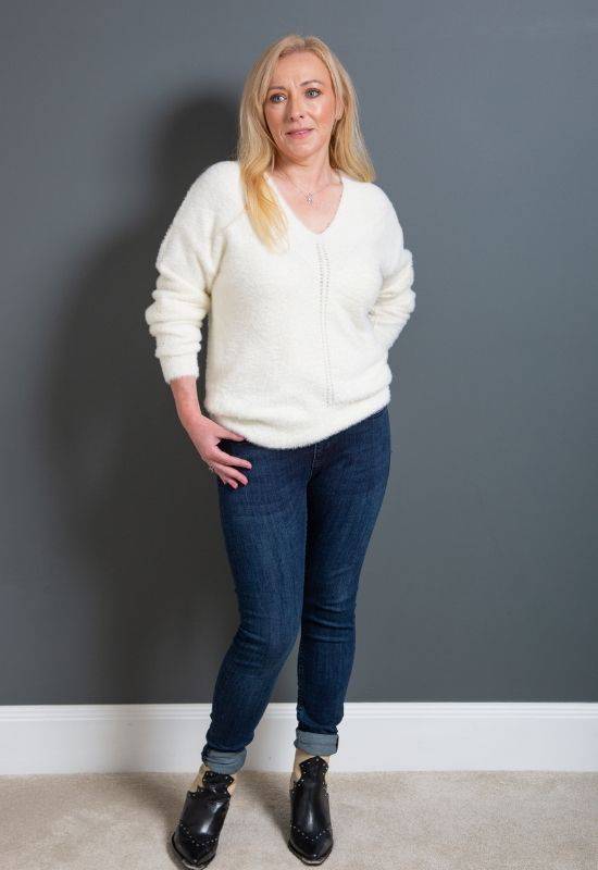 Garcia Vanilla Fluffy V-neck Pullover - Your Style Your Story