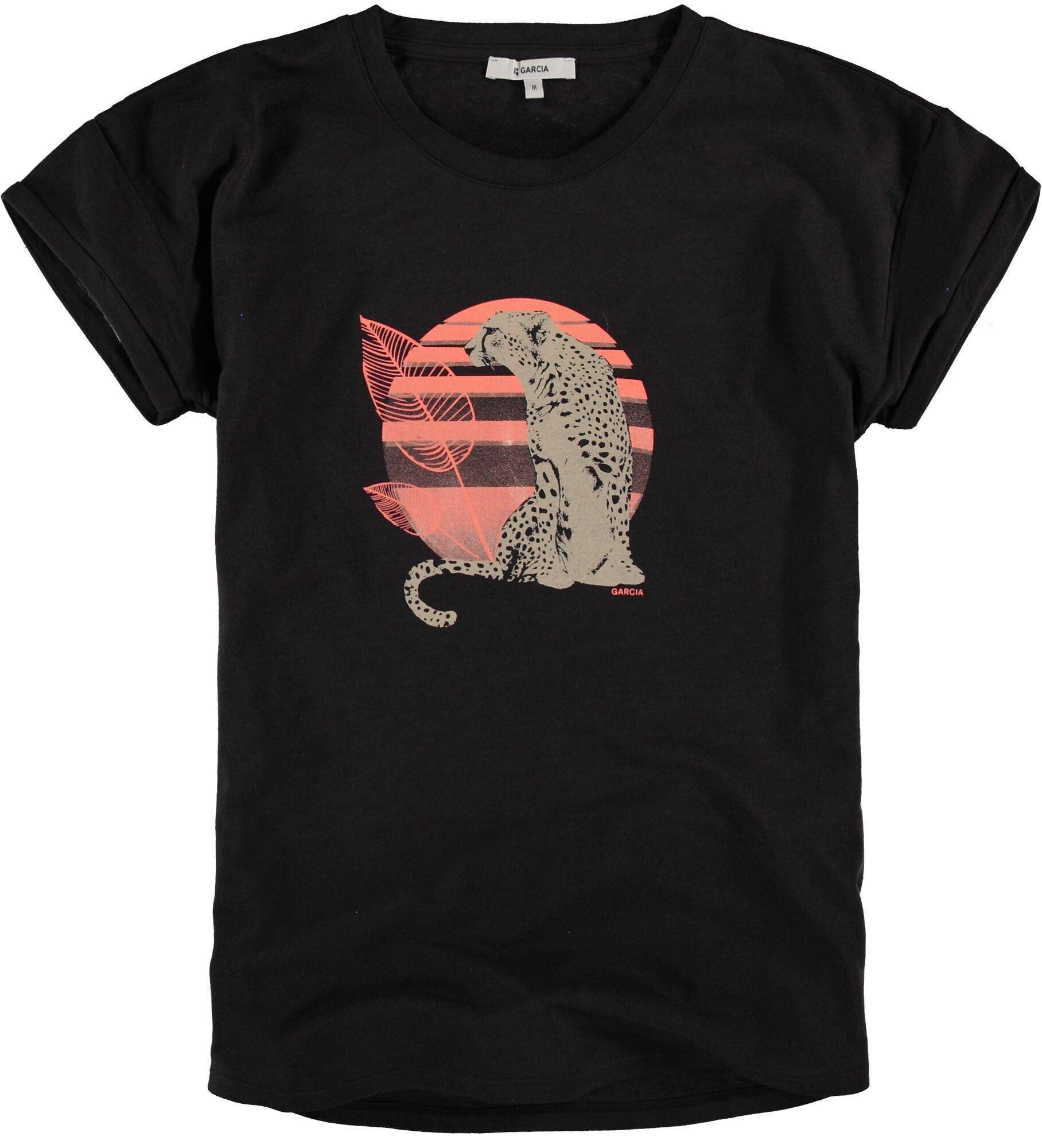 Garcia Black T-shirt with Gepard print - Your Style Your Story