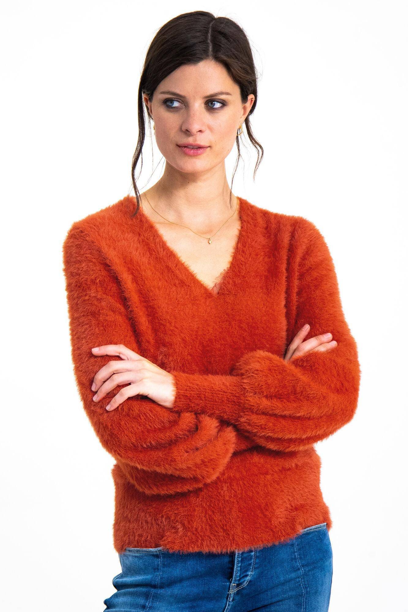 Garcia Red Fluffy Sweater - Your Style Your Story