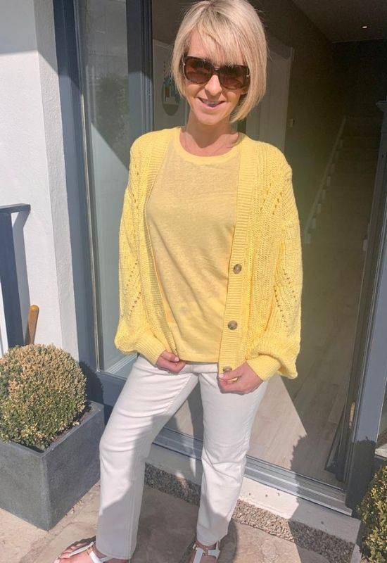 The Rosa Garcia Yellow Cardigan with Hole Pattern - Your Style Your Story